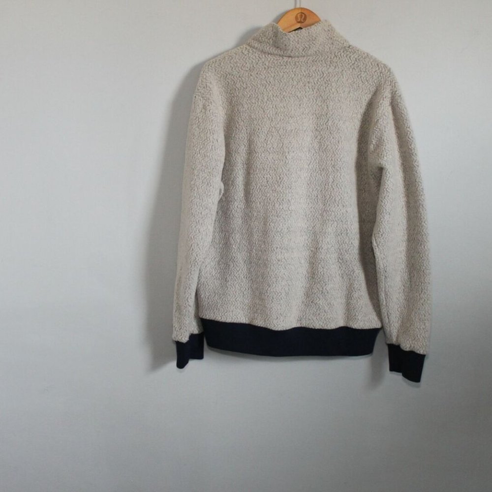 Patagonia Woolyester Fleece Jacket Full Zip Oat Navy Tan Men's Large H11922b - Picture 10 of 11